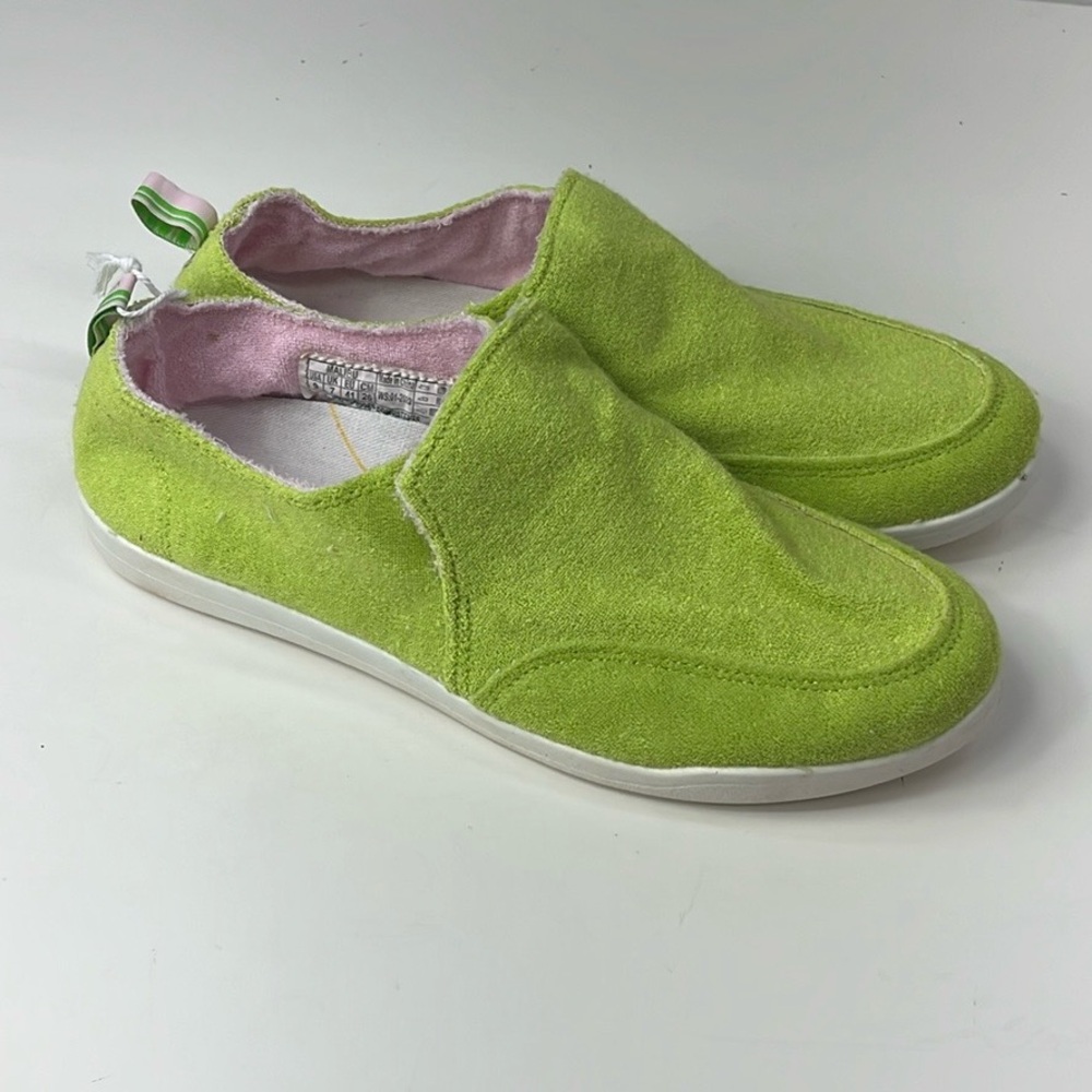NWT Vionic Beach Malibu Lime Terrycloth Slip On Sneakers Size 9
